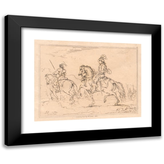 Joseph Steuart 18x15 Black Modern Framed Museum Art Print Titled - Cavalrymen, etc. (1821)