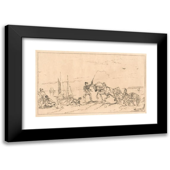 Joseph Steuart 24x16 Black Modern Framed Museum Art Print Titled - Cavalrymen, etc. (1821)