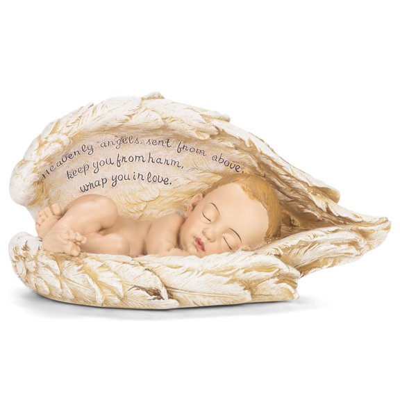 Joseph Studio Sleeping Baby Wrapped in Angel Wings Figurine