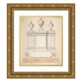 thumbnail image 1 of Joseph Wilton 15x17 Gold Ornate Wood Frame and Double Matted Museum Art Print Titled - Design for a Monument to the Three Wives of the First Earl of Guilford, at Wroxton, Oxfordshire (1783), 1 of 4