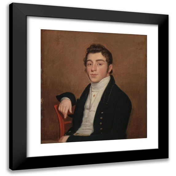 Joseph Wood 20x21 Black Modern Framed Museum Art Print Titled - Portrait of Mendes Cohen (1818)