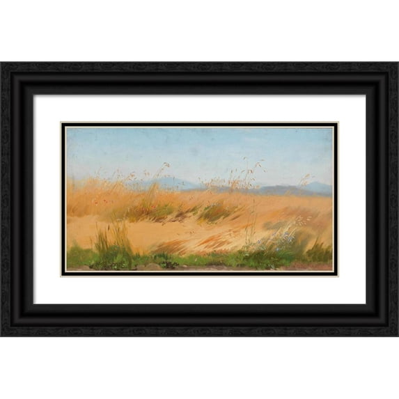 Joseph Wopfner 18x12 Black Ornate Wood Framed Double Matted Museum Art Print Titled - Kornfeld Oil Study