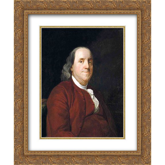 Joseph Wright 2x Matted 20x24 Gold Ornate Framed Art Print 'Benjamin Franklin'