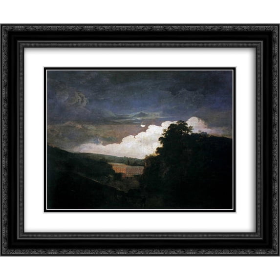 Joseph Wright 2x Matted 24x20 Black Ornate Framed Art Print 'Arkwright's Cotton Mills by Night'