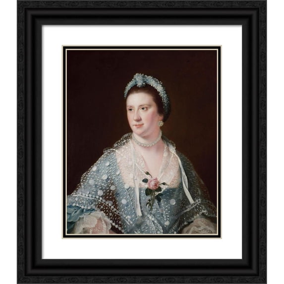 Joseph Wright of Derby 20x24 Black Ornate Framed Double Matted Museum Art Print Titled: Portrait of the Hon Mrs Boyle (Between 1734 and 1797)