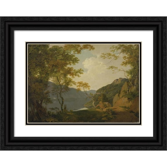 Joseph Wright of Derby 24x18 Black Ornate Framed Double Matted Museum Art Print Titled: Lake Scene