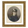thumbnail image 1 of Joseph de Groot 15x17 Gold Ornate Wood Frame and Double Matted Museum Art Print Titled - Portrait of a Young Woman with a Hat with Voile (1838 - 1899), 1 of 4