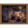 thumbnail image 1 of Joseph's Dream in the Stable in Bethlehem 36x28 Large Gold Ornate Wood Framed Canvas Art by Rembrandt, 1 of 2