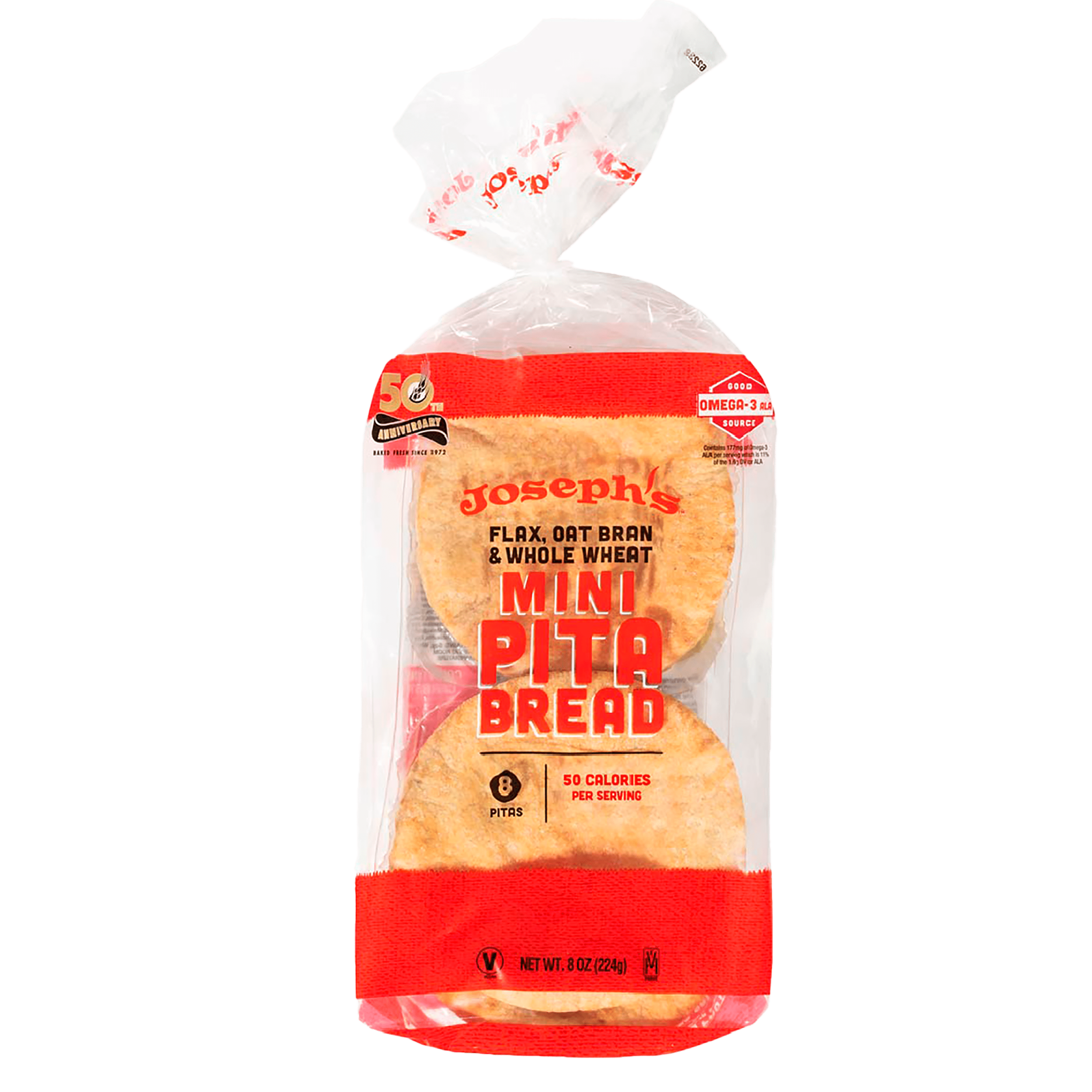 Josephs Flax Mini Pita Bread, 1 Pack, 8 Count, 8oz