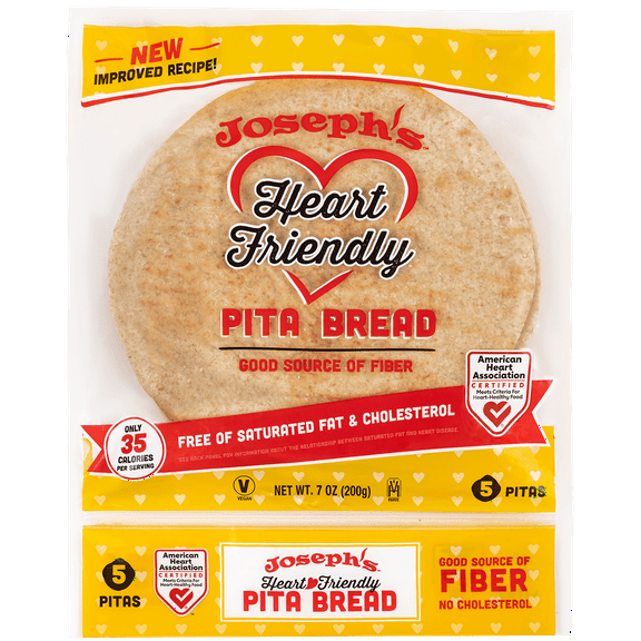 Josephs Heart Friendly Pita Bread 5 Count (Pack of 4)