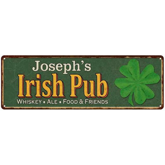 Joseph's Irish Pub Metal Sign Bar Man Cave 8x24 108240010307