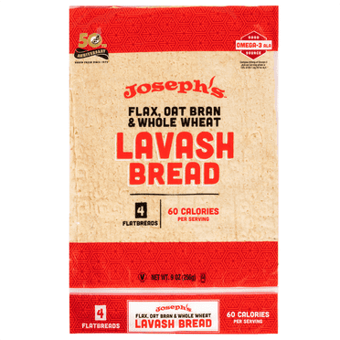 Joseph's Low Net Carb Flax Lavash Bread 4 Count 9oz (Pack of 2)
