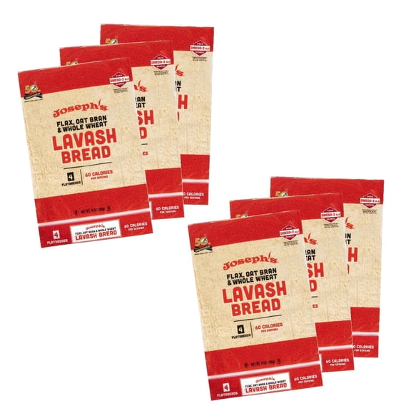 Josephs Low Net Carb Flax Lavash Bread, 6 Pack, 24 Count