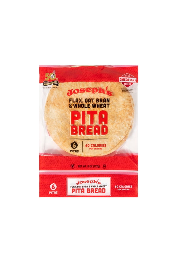 Josephs Low Net Carb Flax Pita Bread, 1 Pack, 6 Count