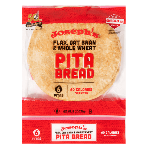 Joseph's Low Net Carb Flax Pita Bread 6 Count 8oz (Pack of 2)