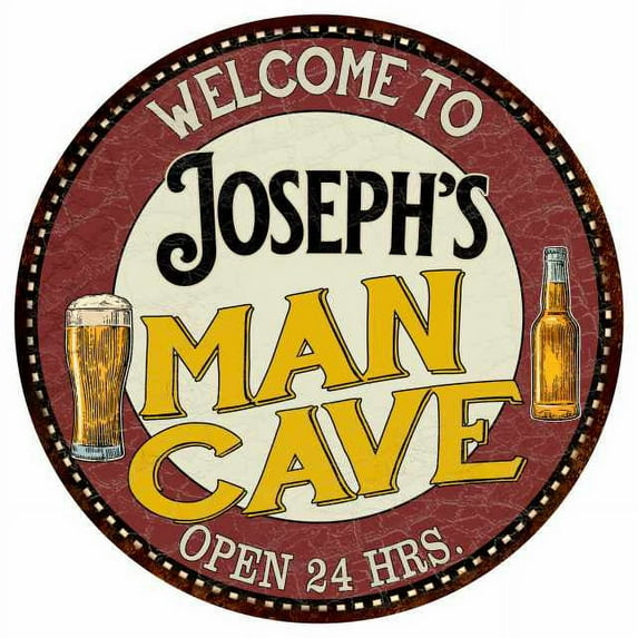Joseph's Man Cave 12" Round Metal Sign Kitchen Bar Wall Décor 200120035307