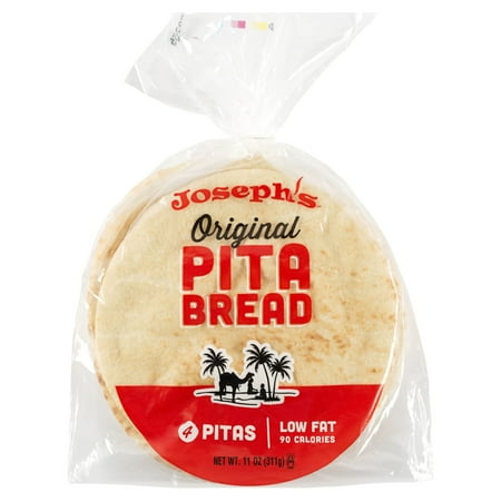 Joseph’s Original White Pita Bread 4 Count 11oz, Shelf-Stable