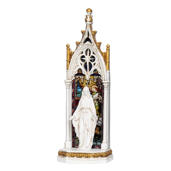 Joseph's Studio by Roman - Our Lady of Grace Arch Window LED Figure, Renaissance Collection, 11.75" H, Resin and Stone, Religious Gift, Decoration, Battery Operated