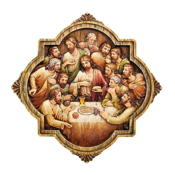 Joseph's Studio by Roman - Last Supper Wall Plaque, Carved Wood Look, Renaissance Collection, 10.25" H x 10.25" W, Resin and Stone, Decorative, Spiritual, Religious, Durable, Long Lasting