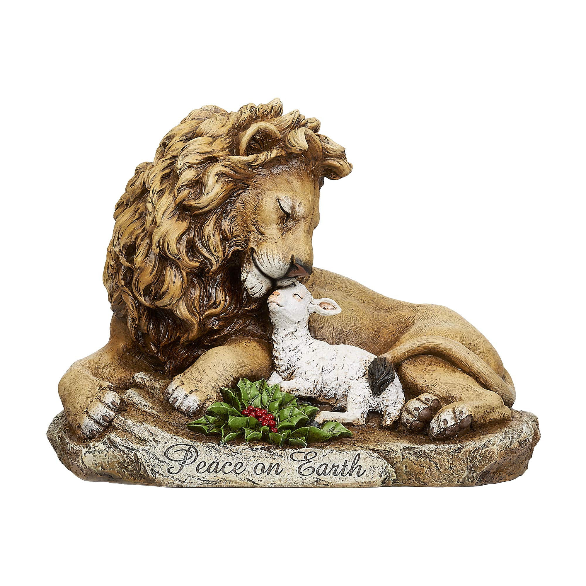 Joseph's Studio by Roman - Lion and Lamb Statue, 8.5" H, Christmas Collection, Resin and Stone, Decorative, Religious Gift, Durable, Long Lasting