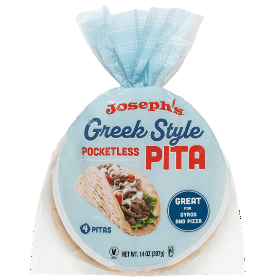 Joseph's White Greek Style Pocketless Pita 4 Count 14 oz