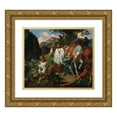 thumbnail image 1 of Joseph von Führich 17x15 Gold Ornate Wood Frame and Double Matted Museum Art Print Titled - Rudolf Von Habsburg and the Priest (1870), 1 of 4