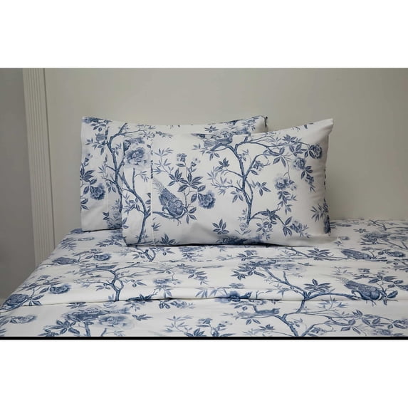 Josephine 400 Thread Count Cotton Bed Sheet Set white/sage Queen