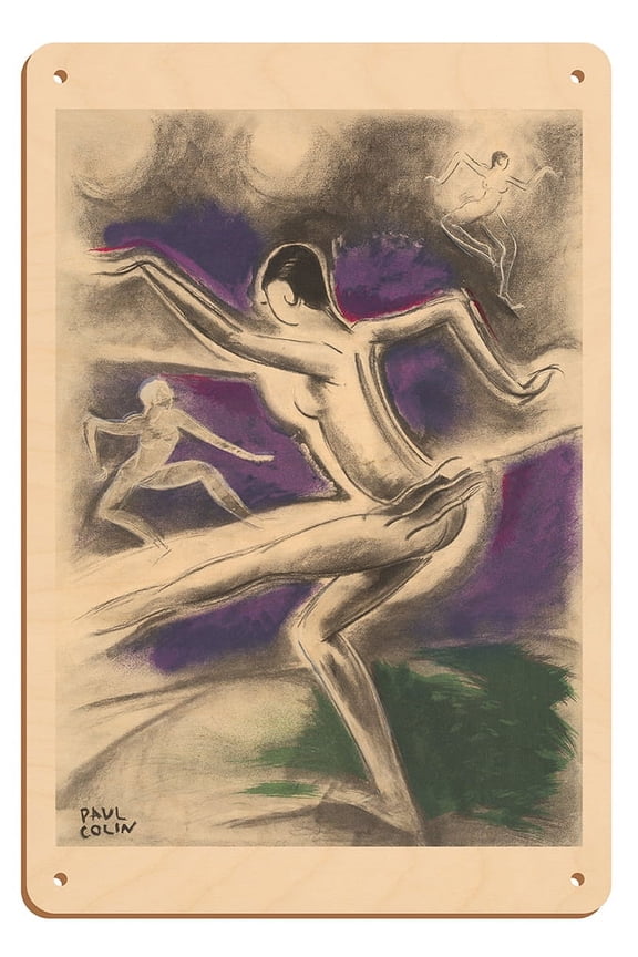 Josephine Baker - Moulin Rouge Paris - Dancers - Vintage Cabaret Poster by Paul Colin c.1920s - 8 x 12 inch Vintage Wood Art Sign