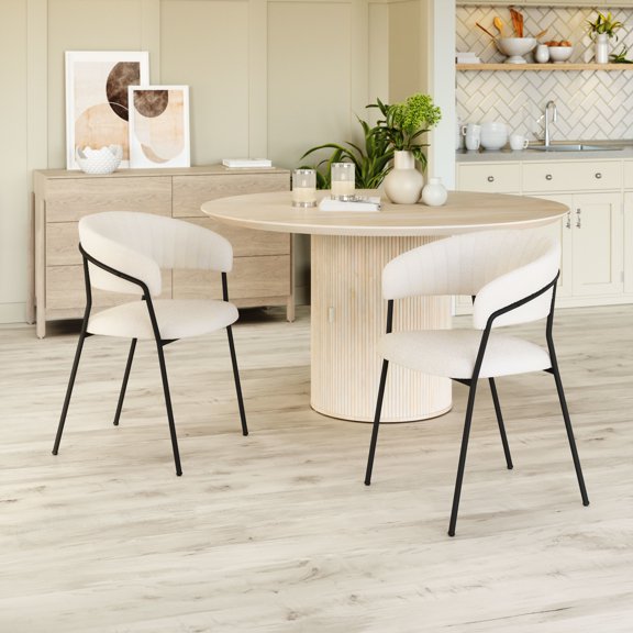 Josephine Dining Chair Cream Dining Chair, Modern Style, Shearling style fabric, Plywood, Indoor Dining