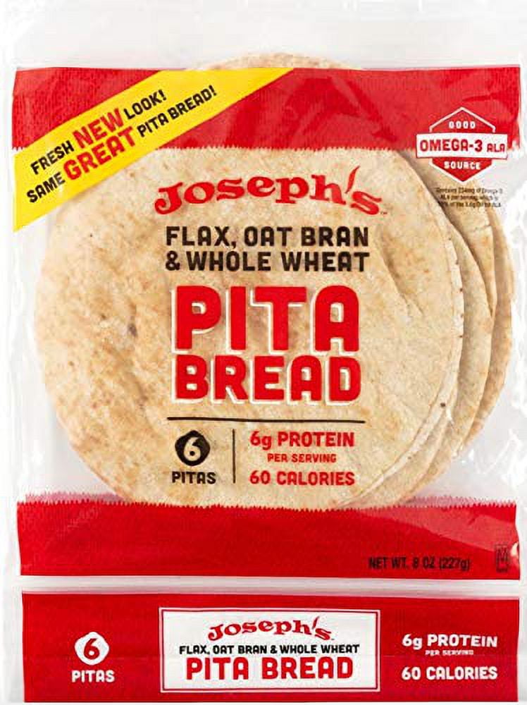 Josephs Flax, Oat Bran & Whole Wheat Flour Pita Bread, 8 Oz