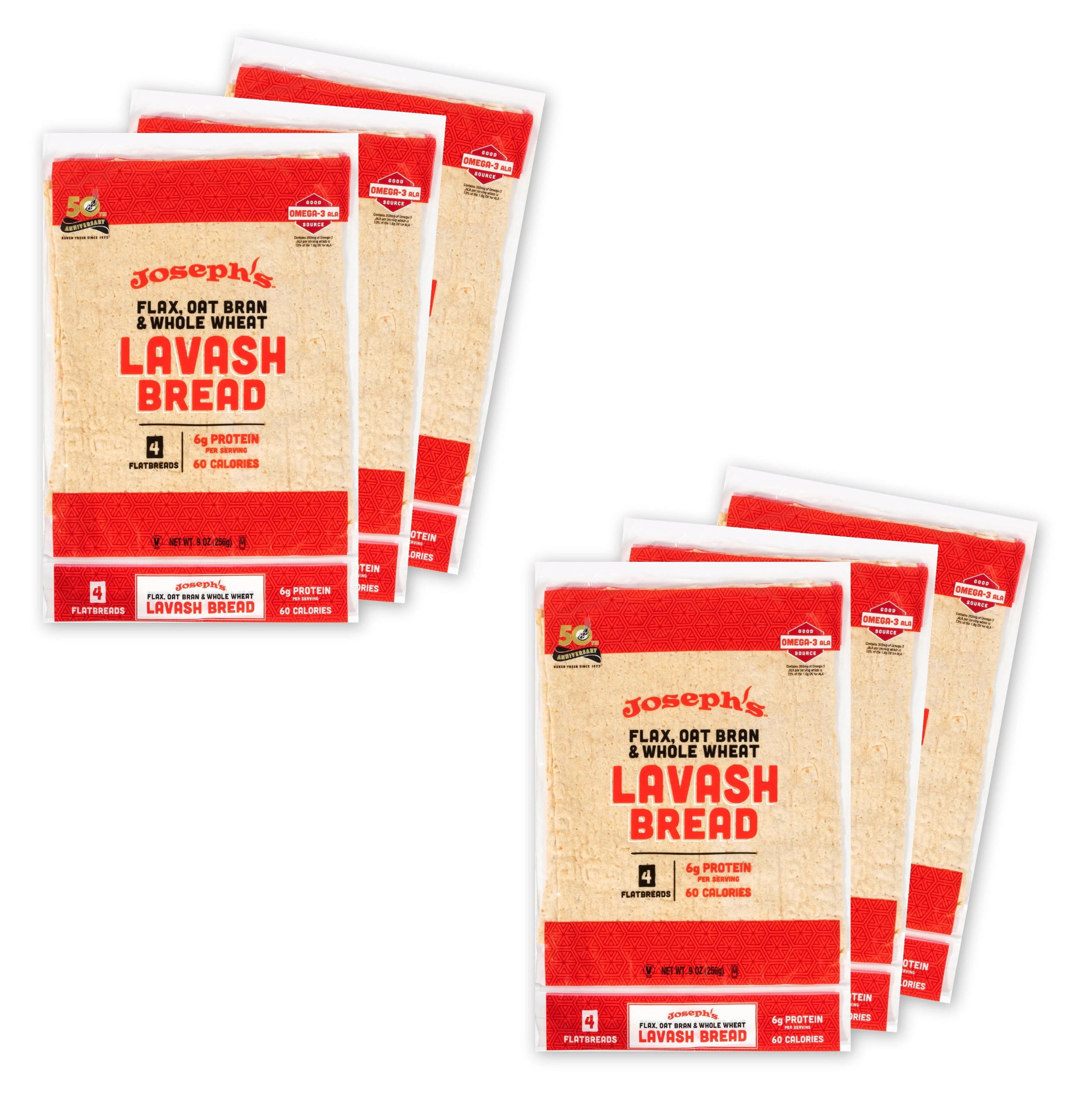 Josephs Low Net Carb Flax Lavash Bread, 9 oz, 6 Pack, 24 Count ...