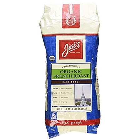 Joses Gourmet Coffee Organic French Roast Whole Bean Coffee 48 oz(2 Packs)