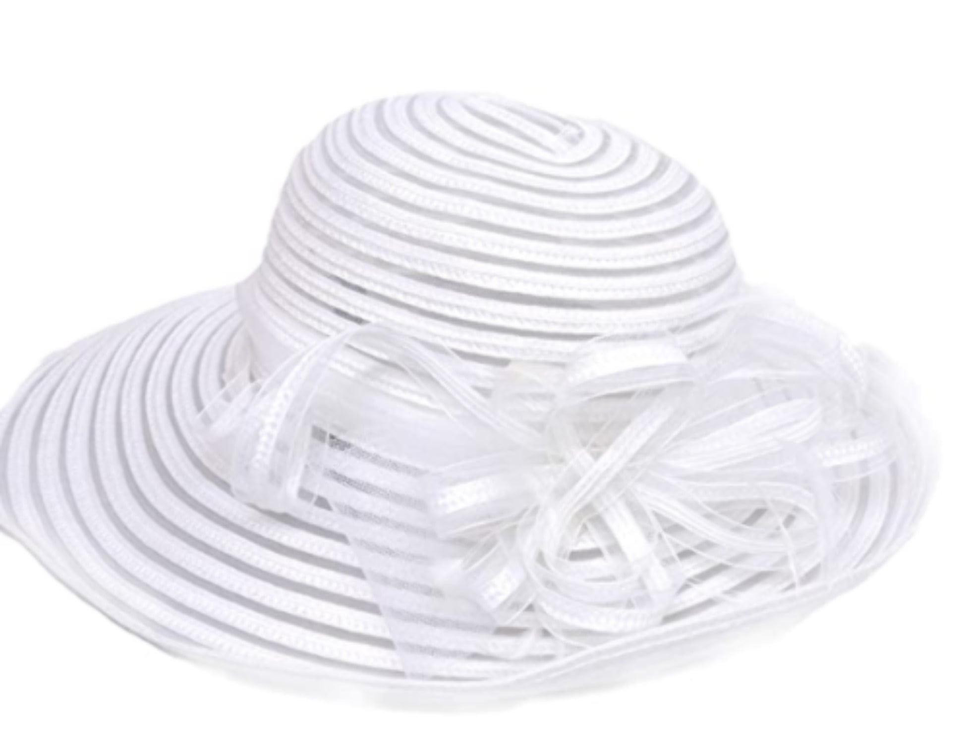 Rosette Seersucker Organza Micro Hat 3._2BSeersucker_2BHat_2BWhite.  main image 2
