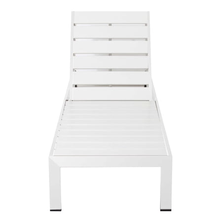 Josh 76 Inch Outdoor Chaise Lounger, White Aluminum Frame, Adjustable - Saltoro Sherpi