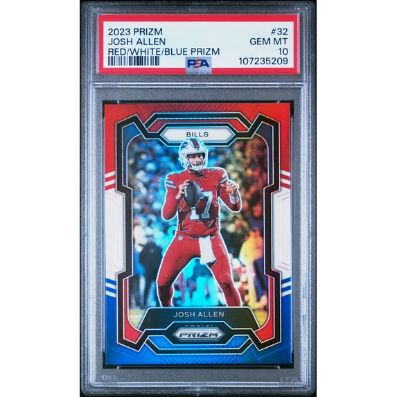 Josh Allen 2023 Panini Prizm Red White Blue Football Card #32 Graded PSA 10