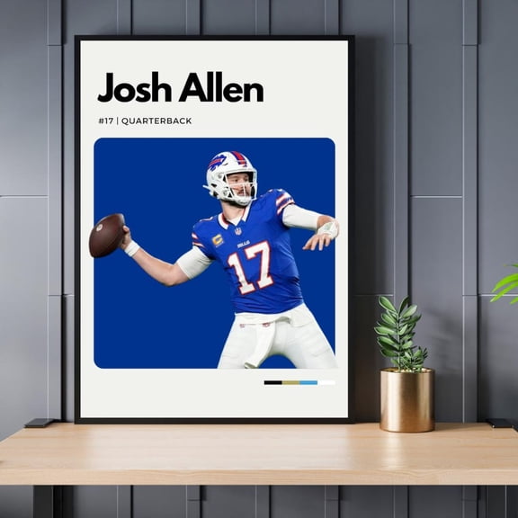 Josh Allen Print, Buffalo Bills Quarterback, Unframed Poster Size 16x24