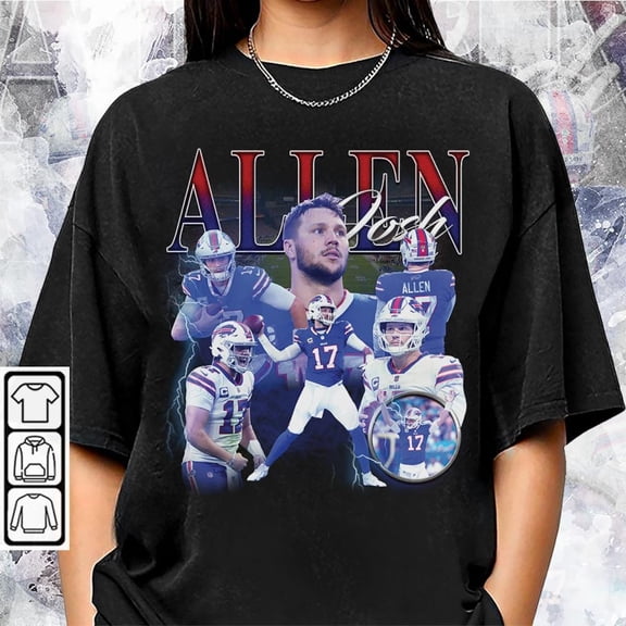 Josh Allen T-Shirt, Gift Unisex, Football 90s Vintage Fan Gift,Black color,size M
