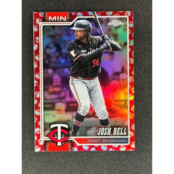 Josh Bell Near Mint 2026 Topps Chrome #24 Baseball Seams Refractors Minnesota Twins Baseball Card Minnesota Twins MLB BASEBALL Trading Card