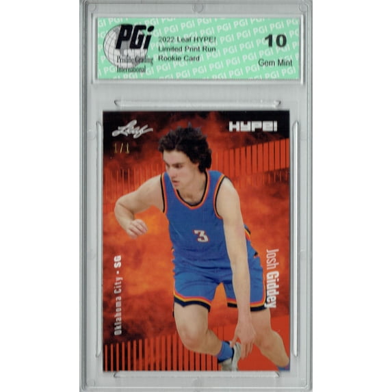 Josh Giddey 2022 Leaf Hype #74 Orange Blank Back #1/1 Rookie Card PGI 10