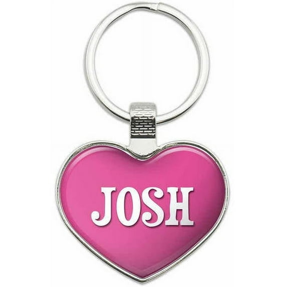 Josh - I Love Name Metal Heart Keychain Key Chain Ring, Multiple Colors Available