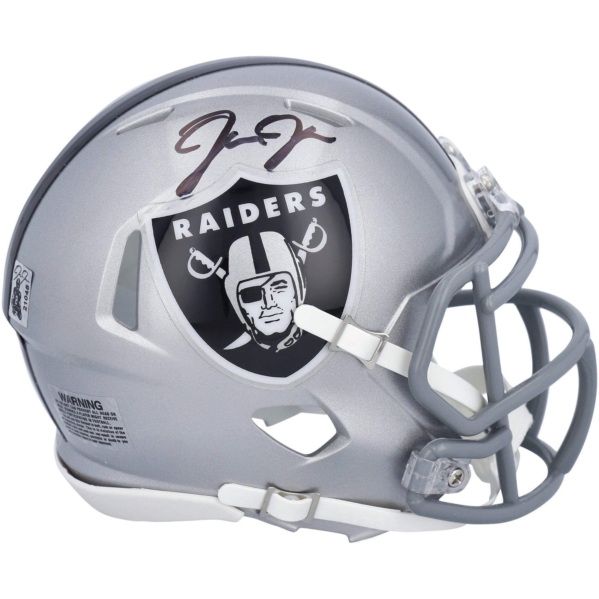 Las Vegas Raiders CUSTOM Matte Black - Metallic Silver Mini Football Helmet