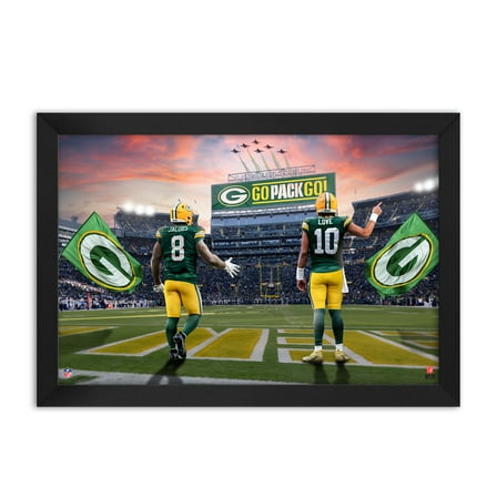 Josh Jacobs and Jordan Love Green Bay Packers Framed Two-Player Art Print