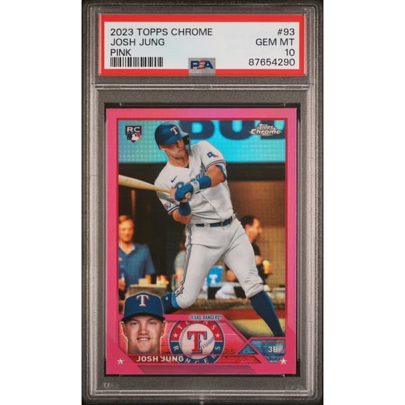 Josh Jung Texas Rangers 2023 Topps Chrome Pink Rookie Card #93 PSA 10 Gem Mint