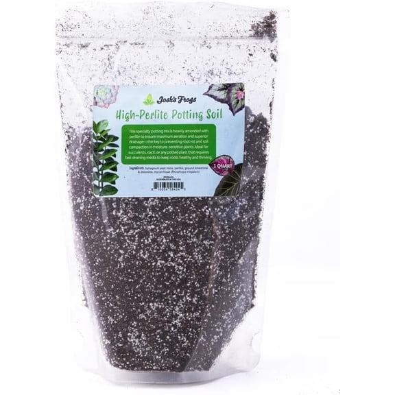 Josh's Frogs High-Perlite Potting Soil, Fast-Draining Media for Moisture-Sensitive Plants (1 Quart)