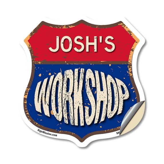 Josh's Workshop 18 inch X 18 inch Shield Shaped Heavy Duty 3.2 mil Vinyl Decal Weather Resistant, UV Protected To last, Gift for Dads and Uncles Classic Americana Crafted in the USA