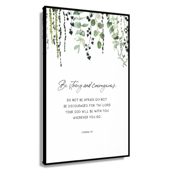 Joshua 1 9 Bible Verse Wall Art Greenery Scripture Print Christian Home Decor Gift Printable Nursery Wall Decor, Be Strong and Courageous