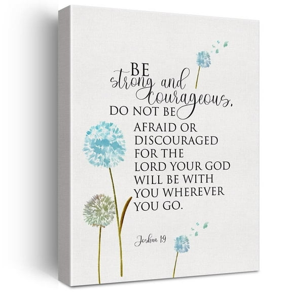Joshua 1:9 Scripture Sign Canvas Home Wall-Art Decor Bible Verse Be Strong and Courageous Painting Framed Ready to Hang