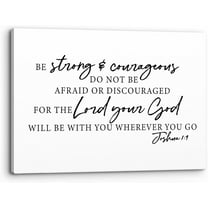 Joshua 1:9 Be Strong&Courageous Wall Art,Christian Bible Verse Scripture Print Framed Canvas Painting Artwork Home Bathroom Room Office Church Decor(14x11 Inch)