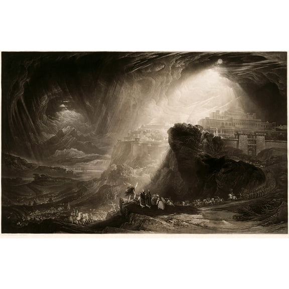 Joshua Commanding the Sun to Stand Still by John Martin - 12" x 18" Art Print Wall Decor