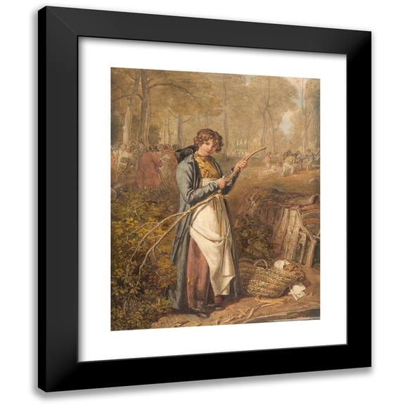 Joshua Cristall 12x14 Black Modern Framed Museum Art Print Titled - Barking Timber in Wychwood Forest, Oxfordshire (1818)